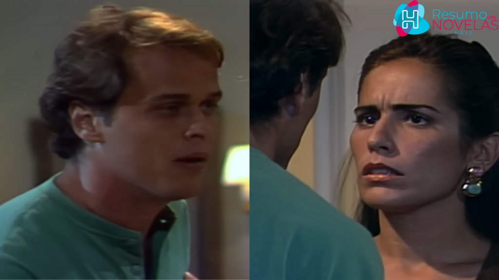 Marcos (Guilherme Fontes) e Raquel (Gloria Pires) na novela Mulheres de Areia (Foto: Reprodução)
