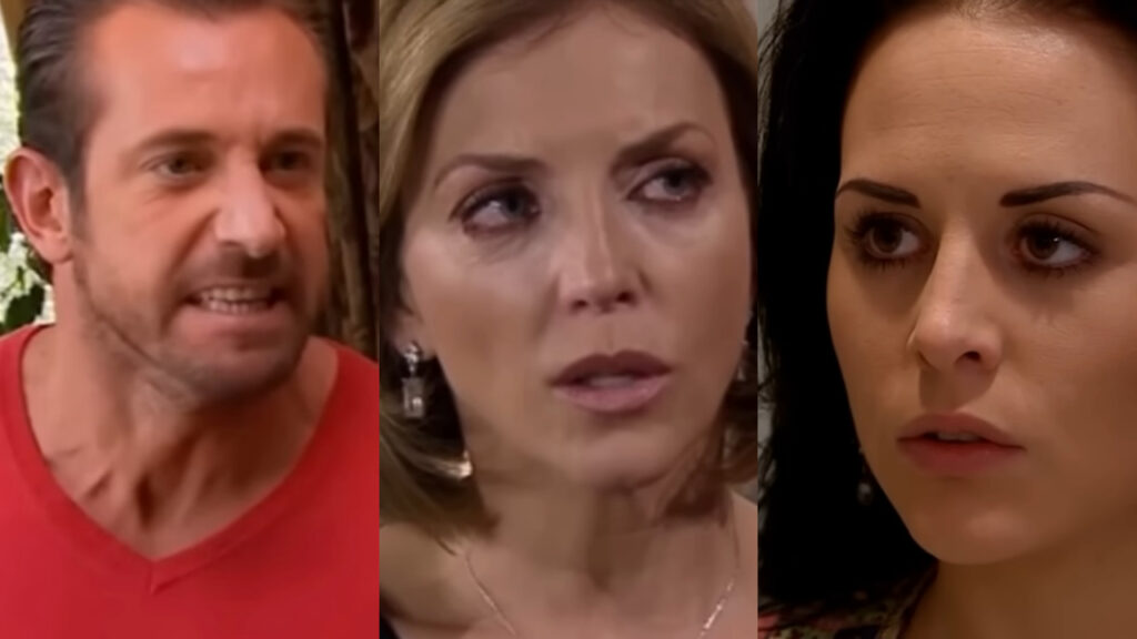 Rodrigo (Gabriel Soto), Roselena (Laura Flores) e Luciana (Zuria Vega) na novela Um Refúgio para o Amor (Foto: Reprodução)