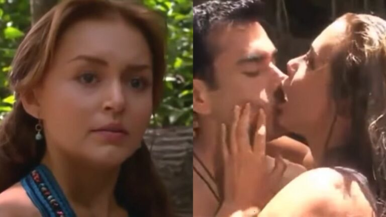 Elisa (Angelique Boyer) flagra Carmem (Sabine Moussier) e Damião (David Zepeda) juntos em Abismo de Paixão (Foto: Reprodução)